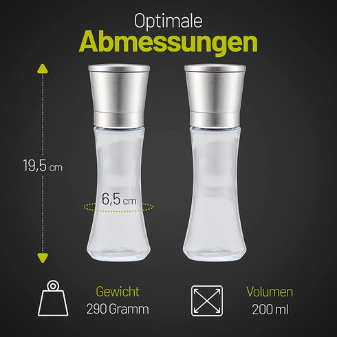 Gewürzmühlen 2er Set Edelstahl groß