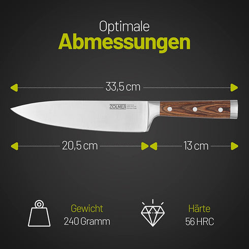 Chefmesser aus Edelstahl & Pakkaholz