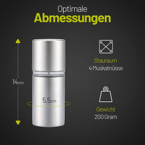 Muskatnuss Mühle mit Vorratsbehälter