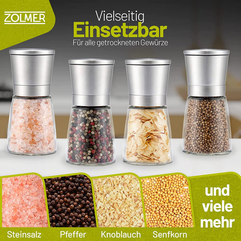 Gewürzmühlen 2er Set Edelstahl klein