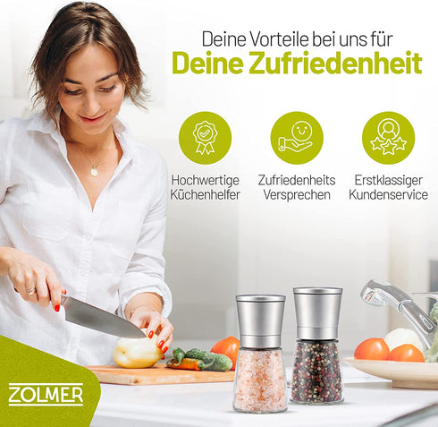 Gewürzmühlen 2er Set Edelstahl klein