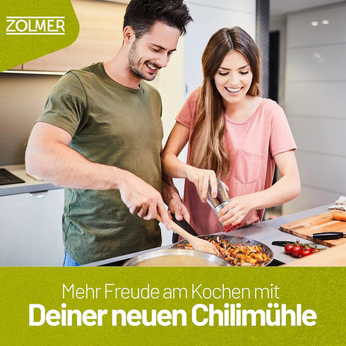 Chilimühle aus Edelstahl & Glas