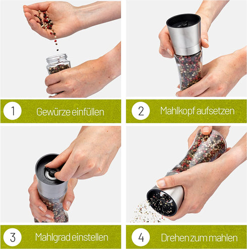 Gewürzmühlen 2er Set Edelstahl groß