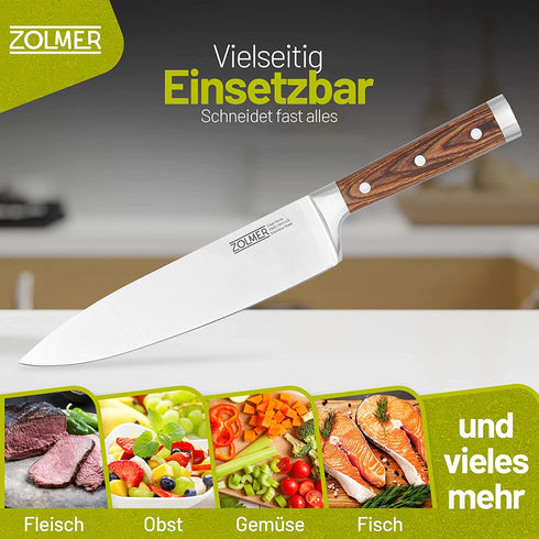 Chefmesser aus Edelstahl & Pakkaholz