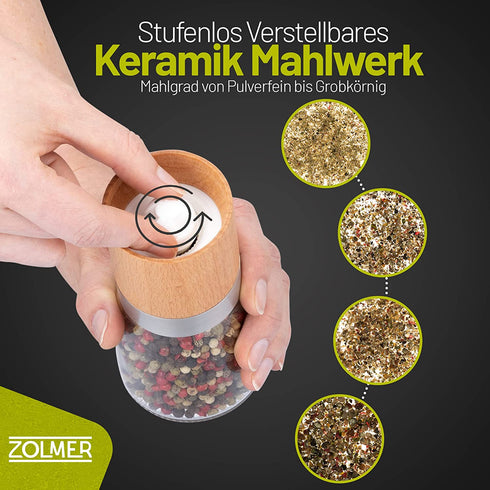 Gewürzmühlen 2er Set Holz mit Deckel