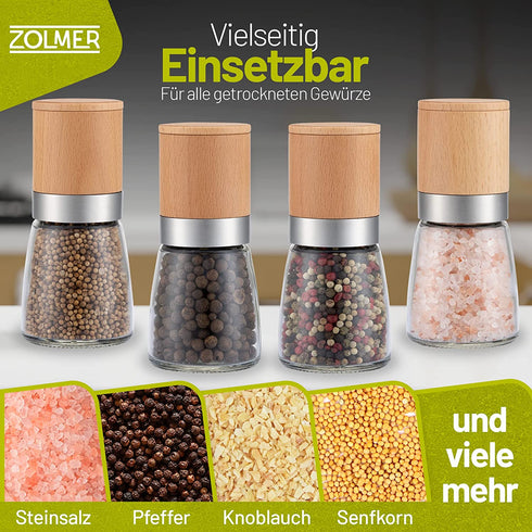 Gewürzmühlen 2er Set Holz mit Deckel