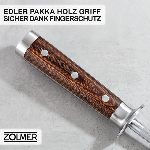 Wetzstahl aus Edelstahl und Pakkaholz