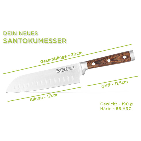 Santoku Messer aus Edelstahl & Pakkaholz