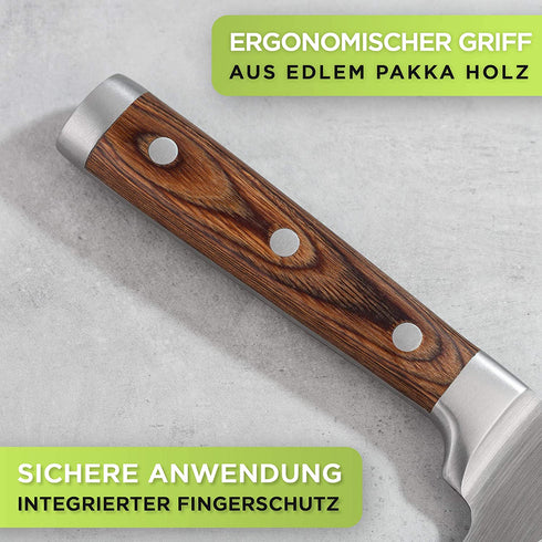 Santoku Messer aus Edelstahl & Pakkaholz