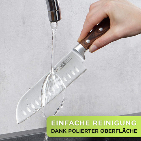 Santoku Messer aus Edelstahl & Pakkaholz